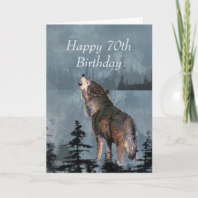 Happy 70th Birthday Howling Wolf You're Awesome Card (Front)