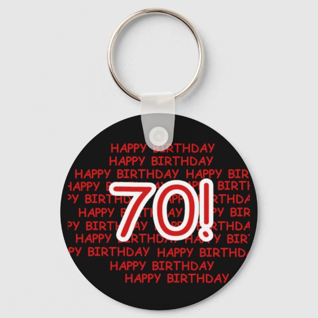 Happy 70th Birthday Key Ring (Front)