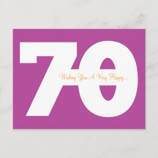 Happy 70th Birthday Milestone Postcards - Magenta
