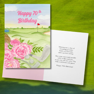Happy 70th Birthday Peonies On Golf Course Card