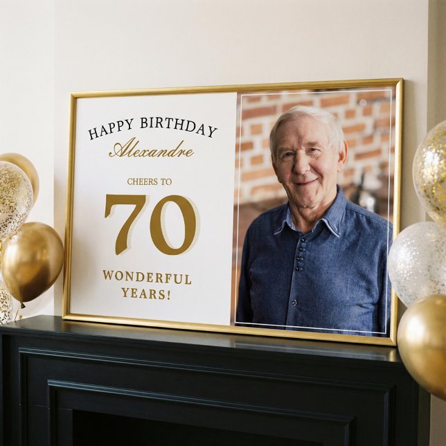 Happy 70th Birthday Personalized Photo Party Sign (Happy 70th Birthday Personalized Photo Party Sign)