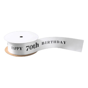 Happy 70th Birthday   White Colour  Satin Ribbon