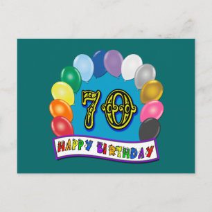 Happy 70th Birthday with Balloons Postcard