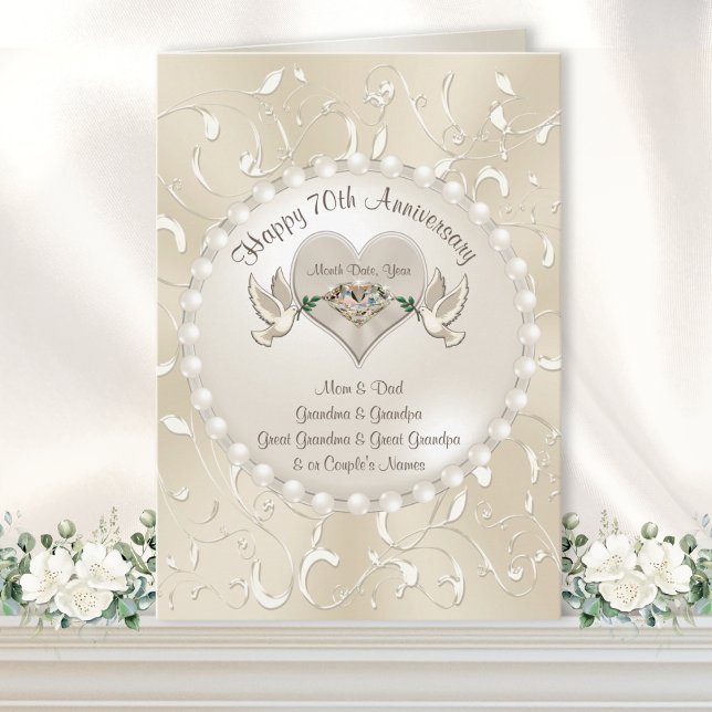 Happy 70th Wedding Anniversary Cards for Parents (Happy 70th Anniversary Card. Type in Your, 70th wedding anniversary wishes to parent, grandparents.)