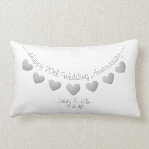 Happy 70th Wedding Anniversary Platinum hearts Lumbar Cushion