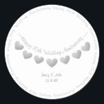 Happy 70th Wedding Anniversary Platinum stickers<br><div class="desc">Personalized happy 70th Wedding Anniversary Platinum heart bunting stickers.
The perfect decoration for card/ invitation envelopes or for favors for guests attending a wedding anniversary party.
Matching partyware is also available in this modern design.</div>