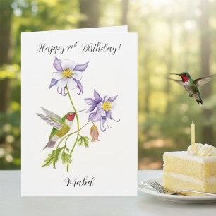 Happy 71st  Birthday Columbine with Hummingbird Card
