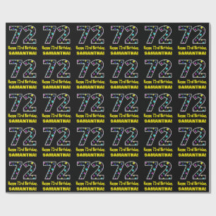Happy 72nd Birthday, Fun Colourful Stars Pattern 7 Wrapping Paper