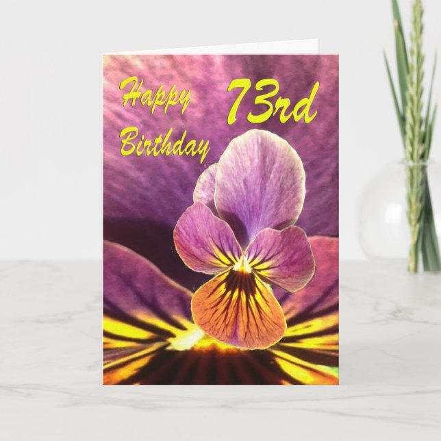Happy 73rd Birthday Flower Pansy Card (Front)