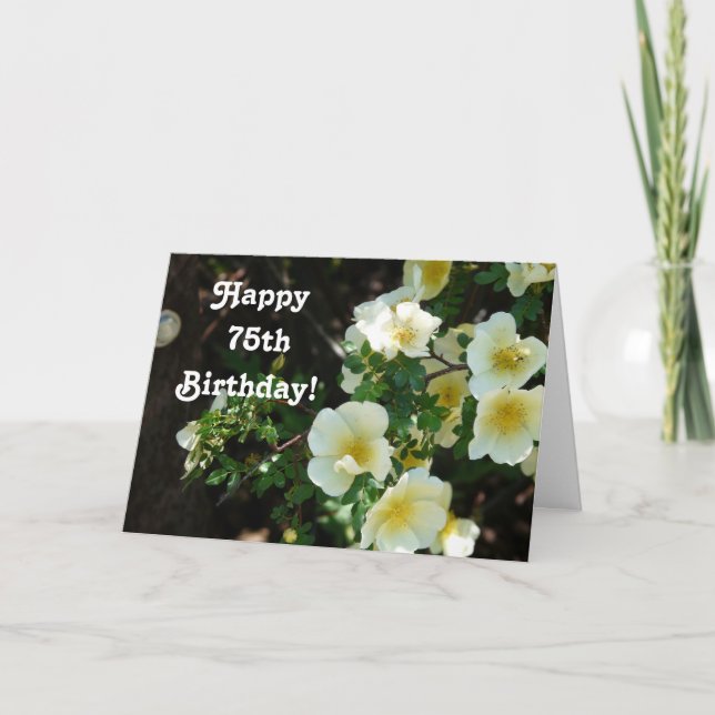 Happy 75th(age here) Birthday-Floral Card (Front)