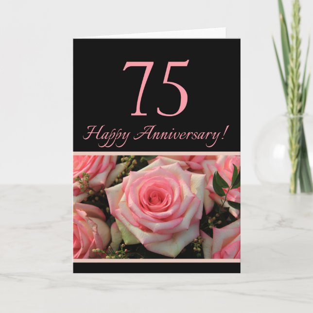 Happy 75th Anniversary roses Card (Front)