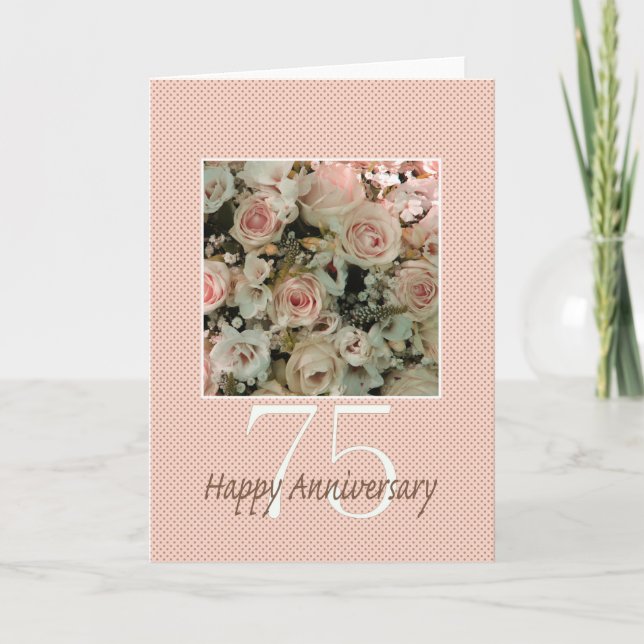 Happy 75th Anniversary roses Card (Front)