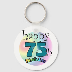 Happy 75th Birthday (blauw) Key Ring