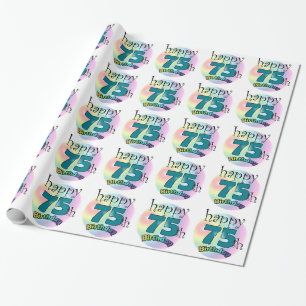 Happy 75th Birthday (Blue) Wrapping Paper