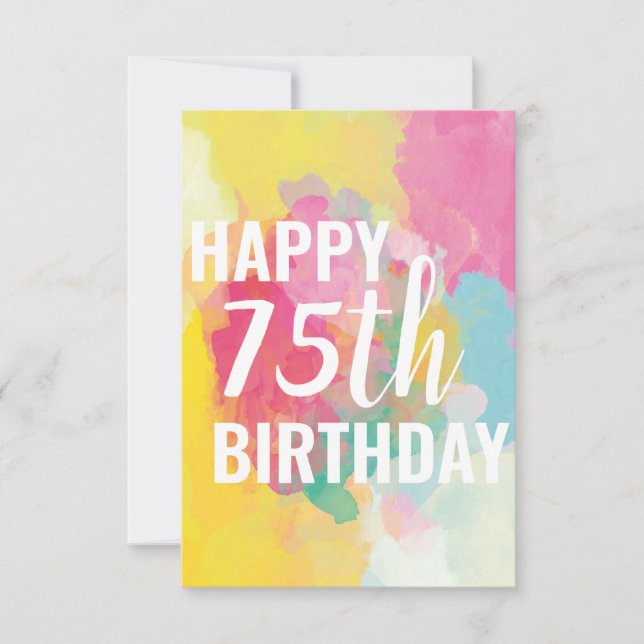 Happy 75th Birthday Card ("Watercolour Gradients") (Front)