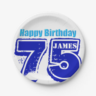 Happy 75th Birthday Personalised Paper Plate