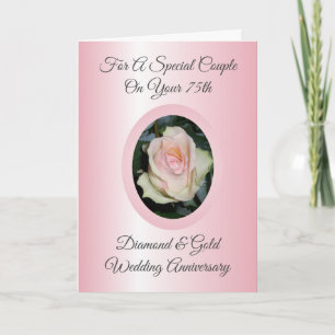 Happy 75th Wedding Anniversary Card Pink Rose