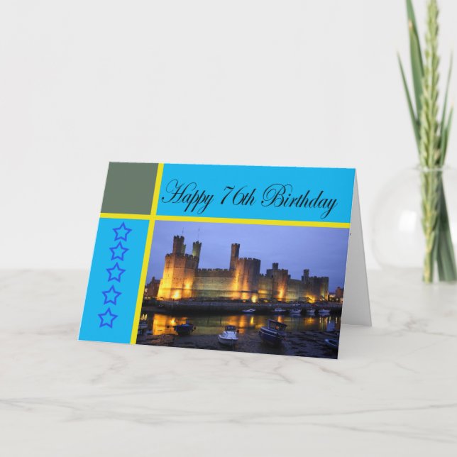 Happy 76th Birthday Caernarfon Castle Card (Front)