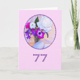 Happy 77th birthday with a flower painting card