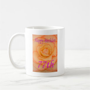 Happy 77th Birthday Yellow Flower with Pink Trim Coffee Mug