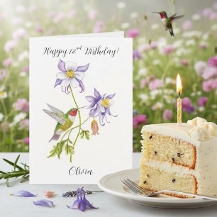 Happy 78th Birthday Columbine with Hummingbird Card