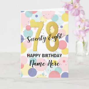 Happy 78th Birthday Pastel Rainbow Gold Woman Card