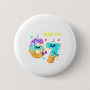 Happy 7 Year Old Birthday Shirt Girl 7t I Was 6 No Cm Round Badge