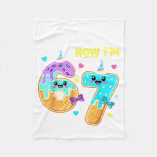 Happy 7 Year Old Birthday Shirt Girl 7t I Was 6 No Fleece Blanket