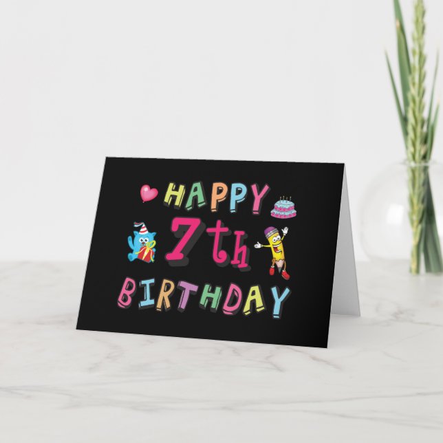 Happy 7th Birthday. 7 year old. Card (Front)