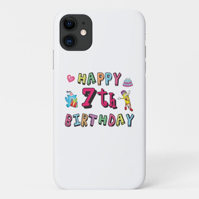 Happy 7th Birthday. 7 year old. Case-Mate iPhone Case (Back)
