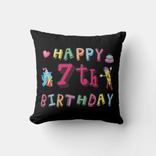 Happy 7th Birthday. 7 year old. Cushion
