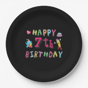 Happy 7th Birthday. 7 year old. Paper Plate