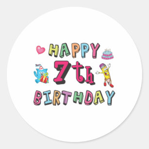 Happy 7th Birthday 7 year old wishes Classic Round Sticker