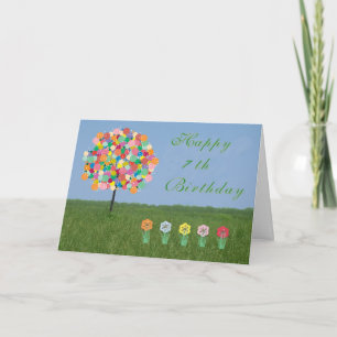 Happy 7th Birthday, Bubblegum Tree Card