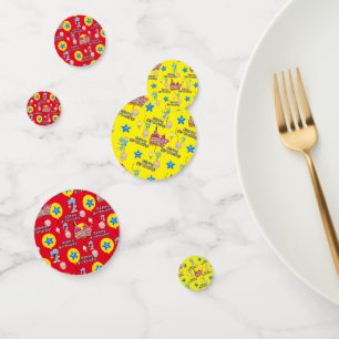 Happy 7th Birthday Confetti, #7 Yellow & Red Confetti