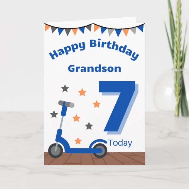 Happy 7th Birthday Grandson Card (Front)