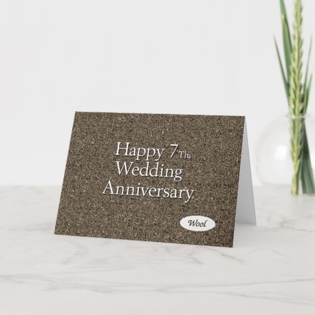 Happy 7th. Wedding Anniversary Wool Card (Front)