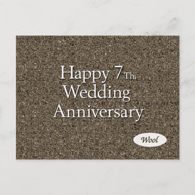 Happy 7th. Wedding Anniversary Wool Postcard (Front)