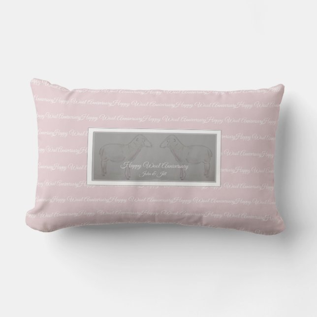 Happy 7th Wool Anniversary sheep cushion (gray) (Front)
