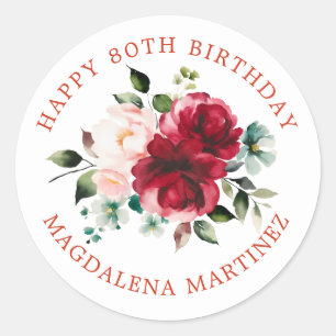Happy 80th Birthday Floral Custom Envelope Seal