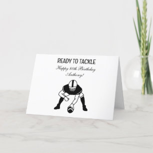 Happy 80th Birthday Football Sports Thank You Card