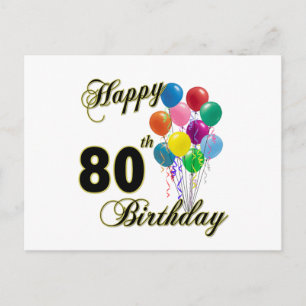 Happy 80th Birthday Gifts and Birthday Apparel Postcard