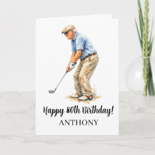 Happy 80th Birthday Golfer Golf Dad Husband Card