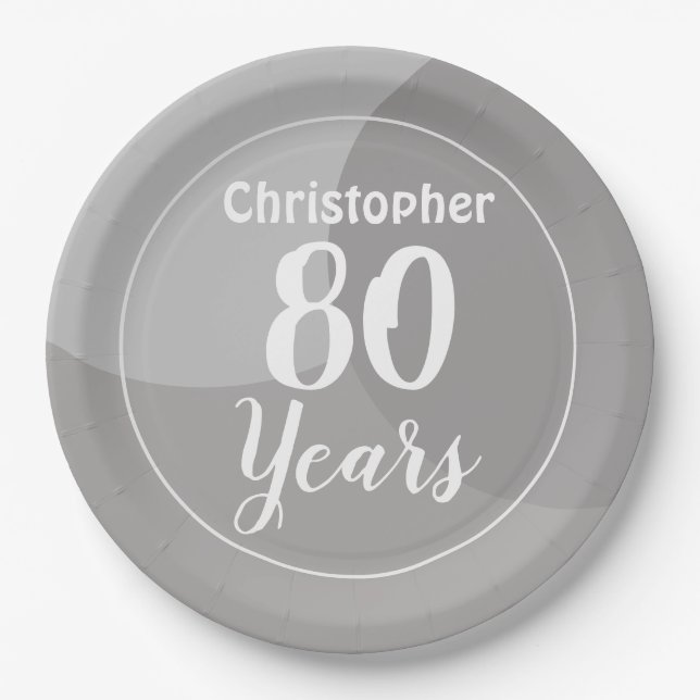 Happy 80th Birthday Paper Plate (Front)