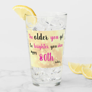 Happy 80th Birthday personalised add name Glass