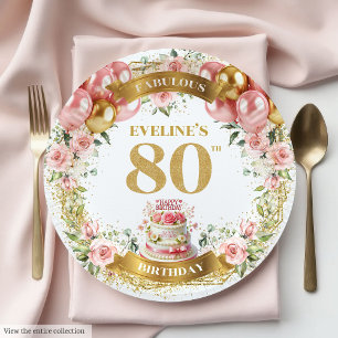 Happy 80th Birthday Personalised Paper Plates