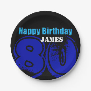 Happy 80th Birthday Personalised Paper Plates