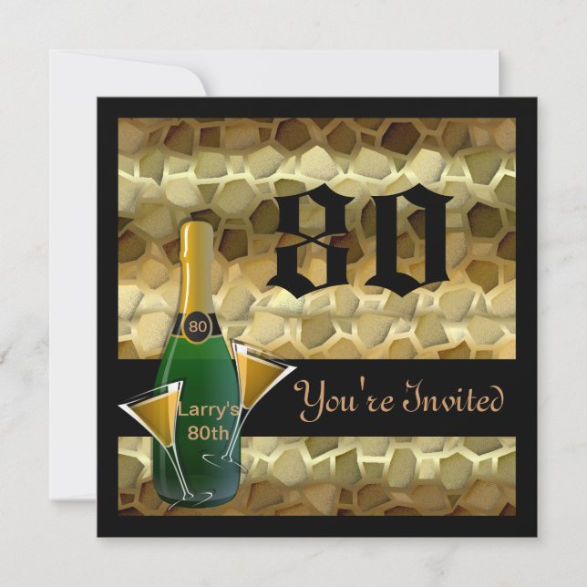 HAPPY 80th Birthday POPULAR Party INVITATIONS (Front)