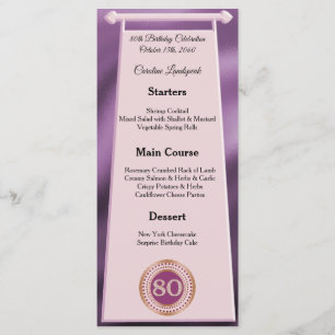 Happy 80th Birthday Rose Gold Glitter Foil Menu