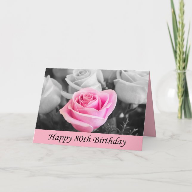 Happy 80th Birthday Rose Photography Card (Front)